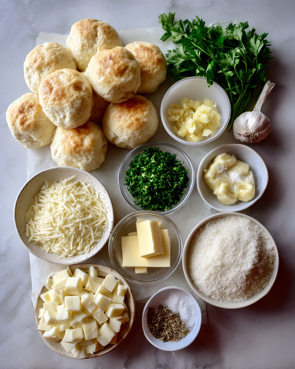 Ingredients for Irresistible Pillsbury Biscuit Garlic Butter Cheese Bombs: A Cheesy Delight