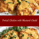 Pretzel Chicken with Mustard-Cheddar Sauce 🥨🍗