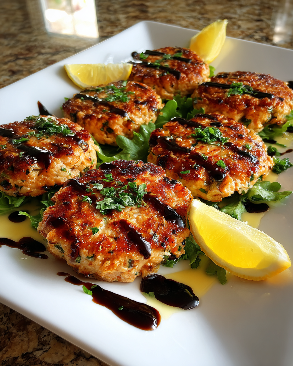 Final dish - Savor the Flavor: Salmon Cakes with Zesty Lemon Garlic Drizzle