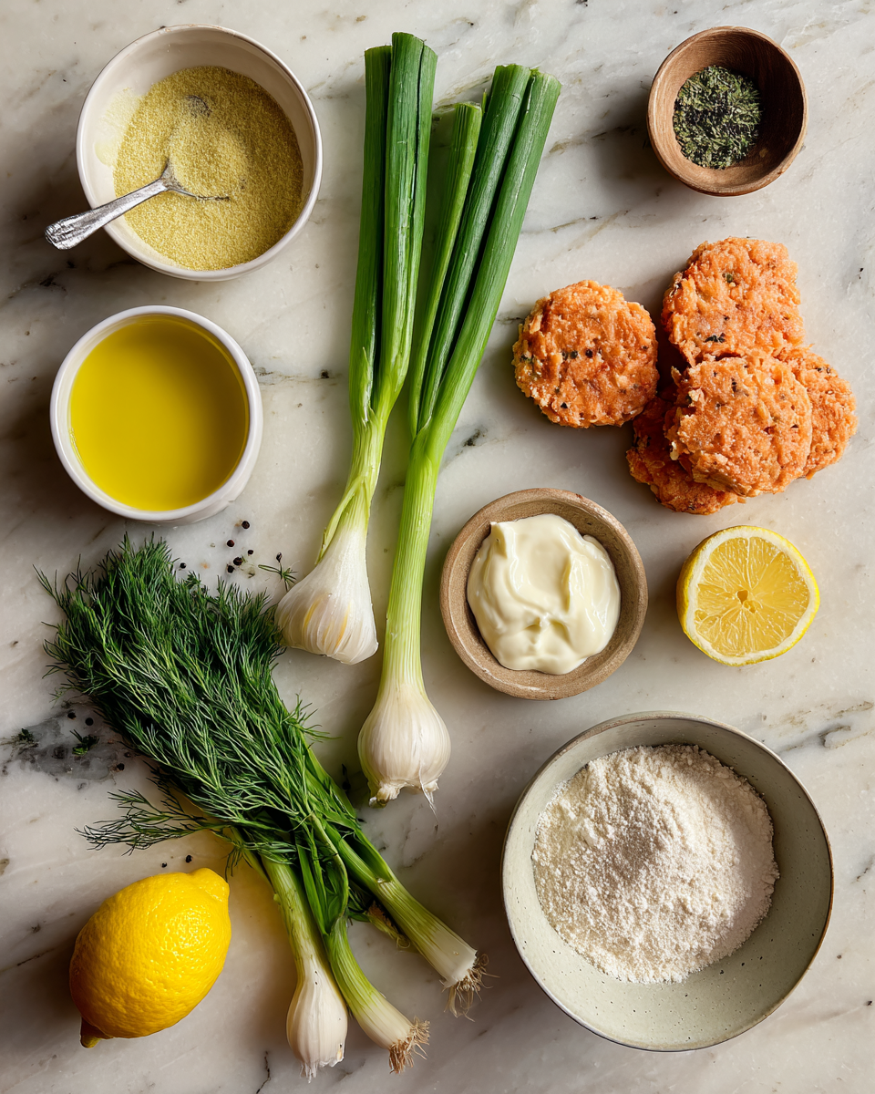 Ingredients for Savor the Flavor: Salmon Cakes with Zesty Lemon Garlic Drizzle