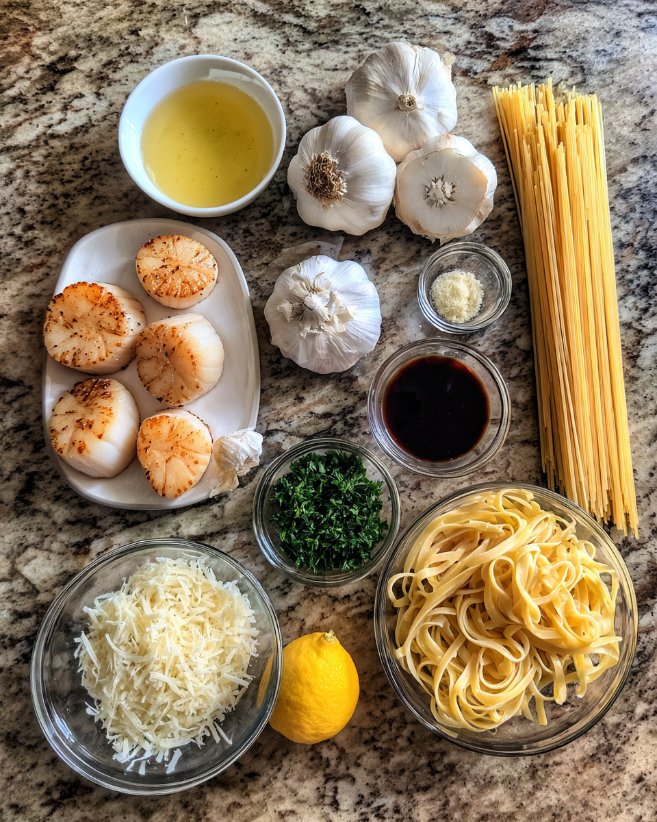 Ingredients for Savor the Sea: Irresistible Sea Scallops with Pasta Delight