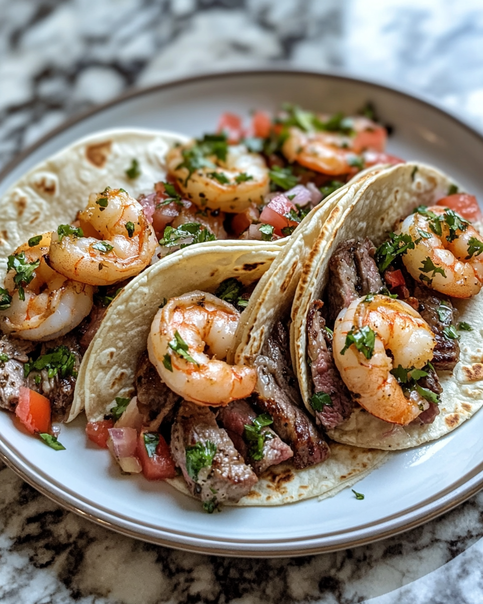Final dish - Surf and Turf Delight Shrimp and Steak Tacos Recipe