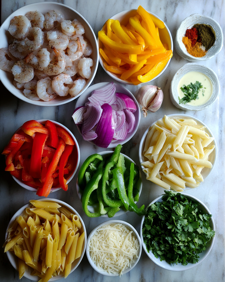 Ingredients for Spice Up Your Dinner with Irresistible Shrimp Rasta Pasta