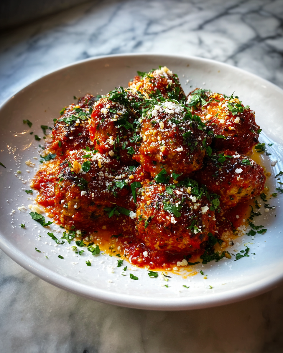 Final dish - Irresistibly Easy Slow Cooker Chicken Parm Meatballs for a Cozy Meal