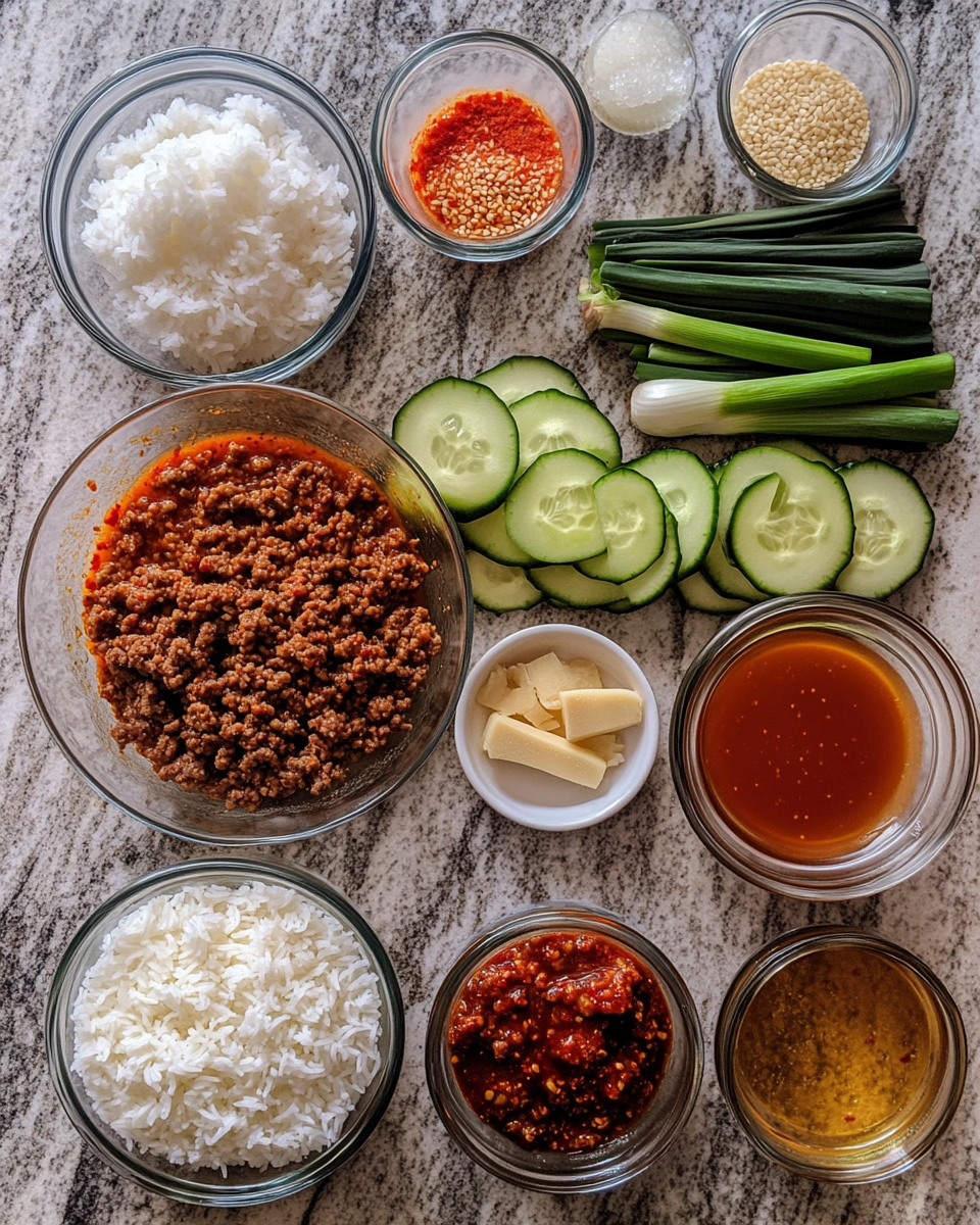 Ingredients for Spice Up Your Dinner with Korean Ground Beef and Refreshing Cucumber Salad