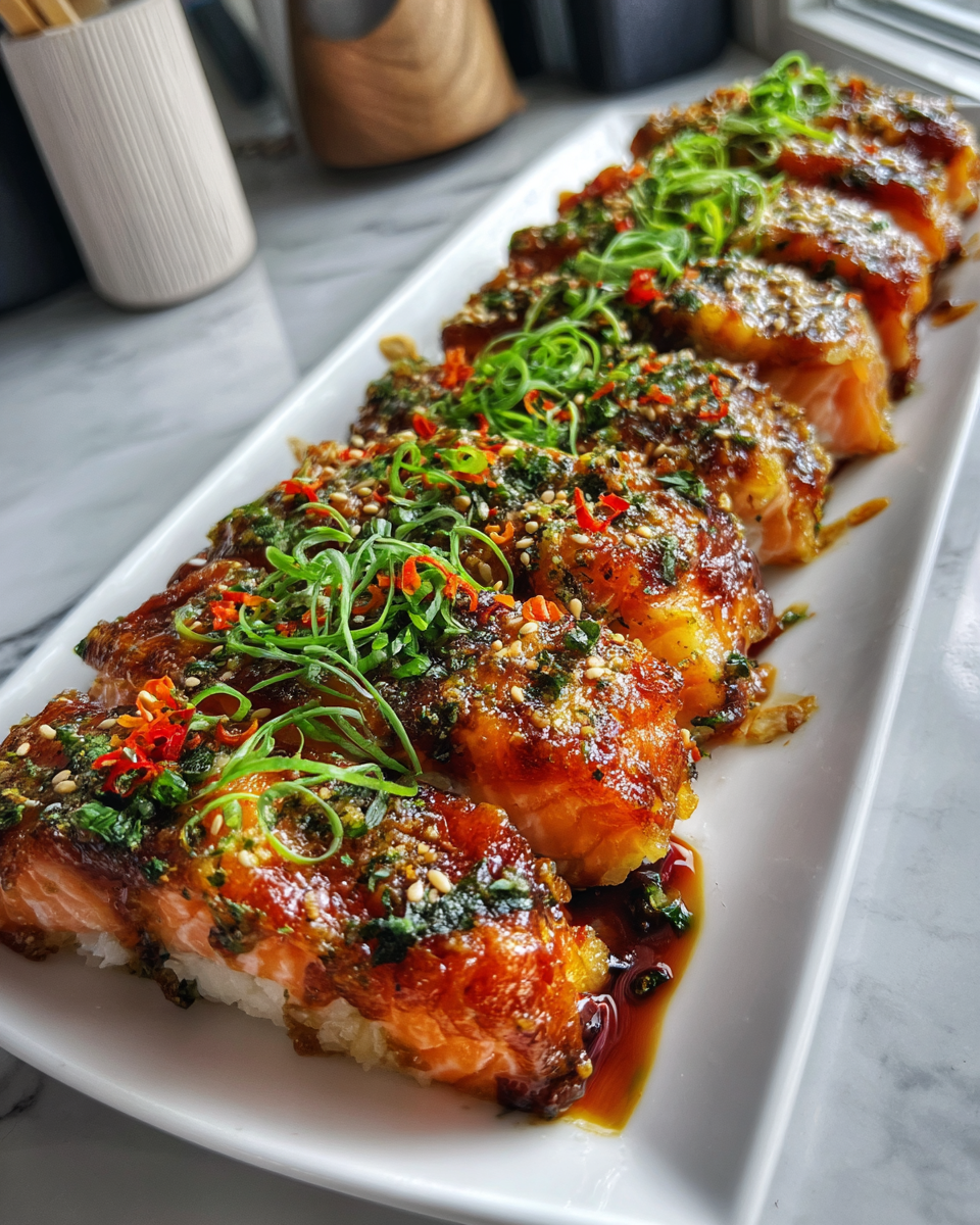 Final dish - Unleash the Flavor: The Ultimate Spicy Salmon Sushi Bake Adventure