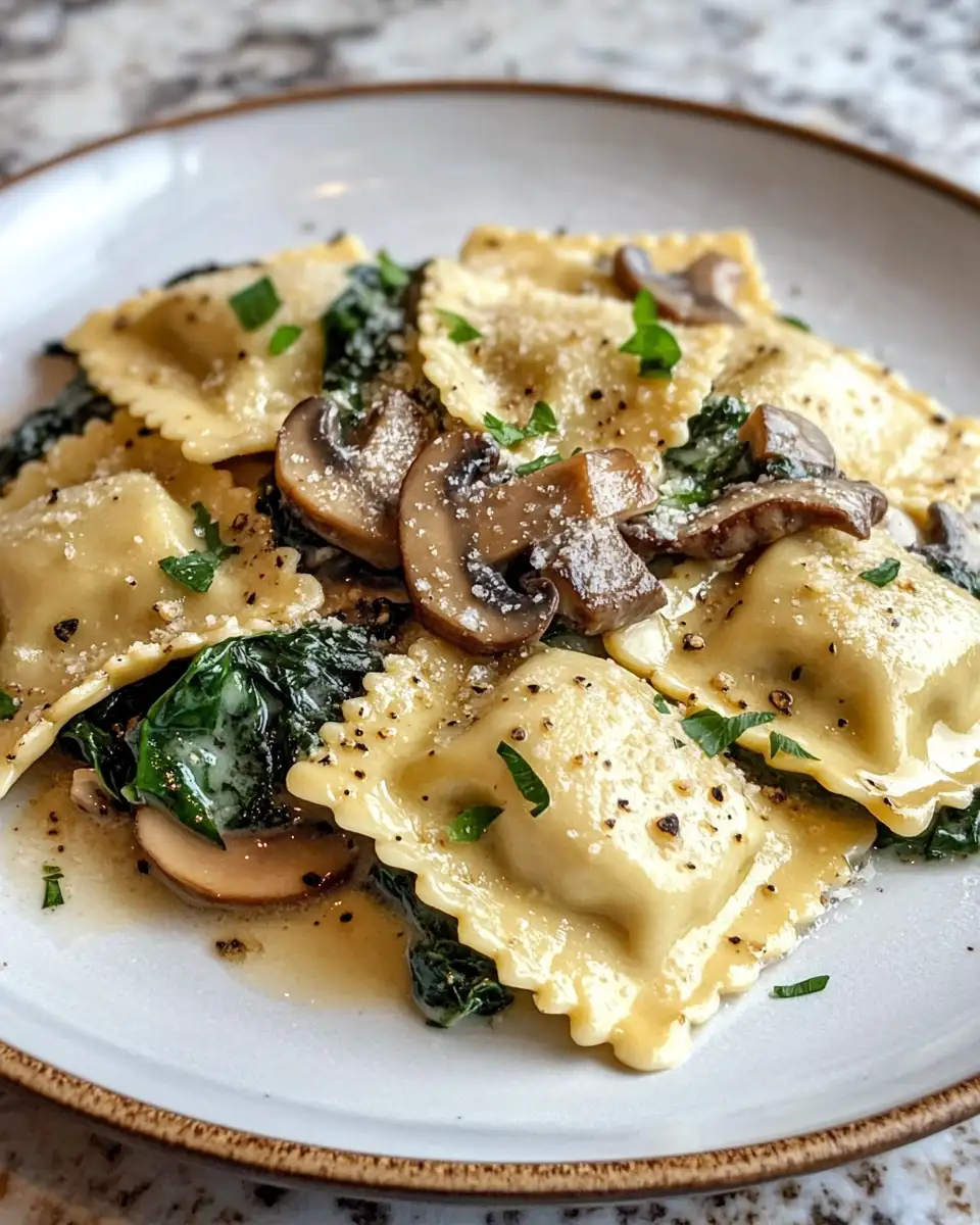 Final dish - Heavenly Bites: Spinach and Mushroom Ravioli Delight