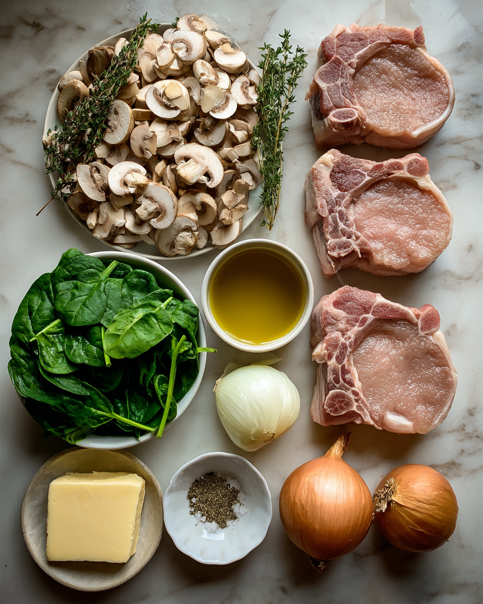 Ingredients for Savory Spinach Mushroom Pork Chops That Will Wow Your Taste Buds