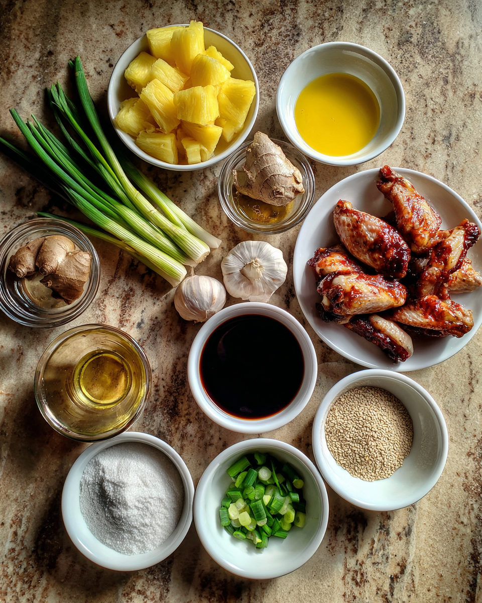 Ingredients for Irresistibly Sticky Pineapple-Teriyaki Chicken Wings for Your Next Feast