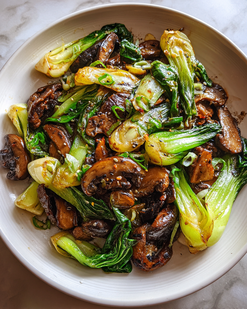 Final dish - Sizzling Stir Fry with Bok Choy and Mushrooms for a Flavorful Feast