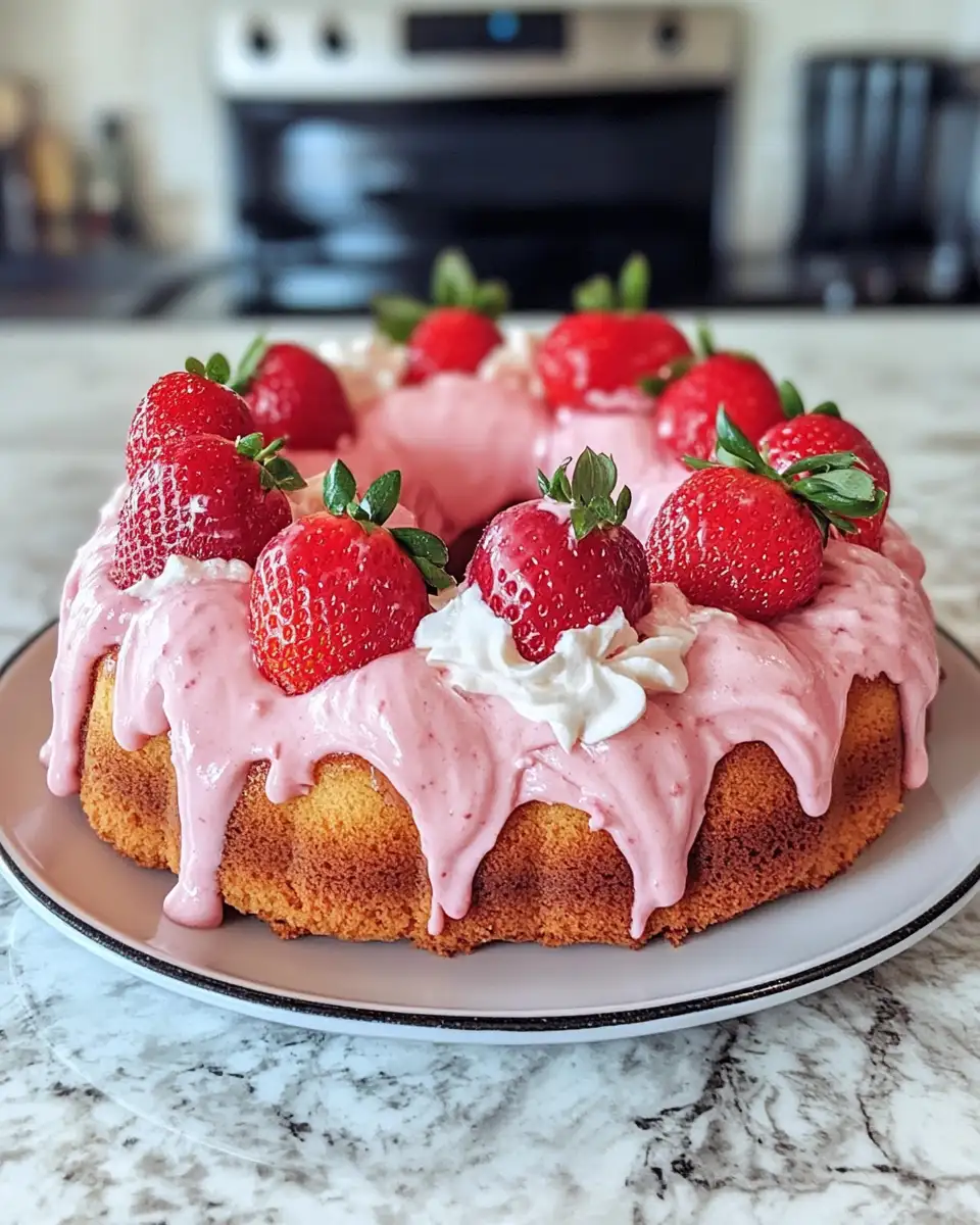 Final dish - Irresistible Strawberry Honeybun Cake with Creamy Strawberry Icing Delight