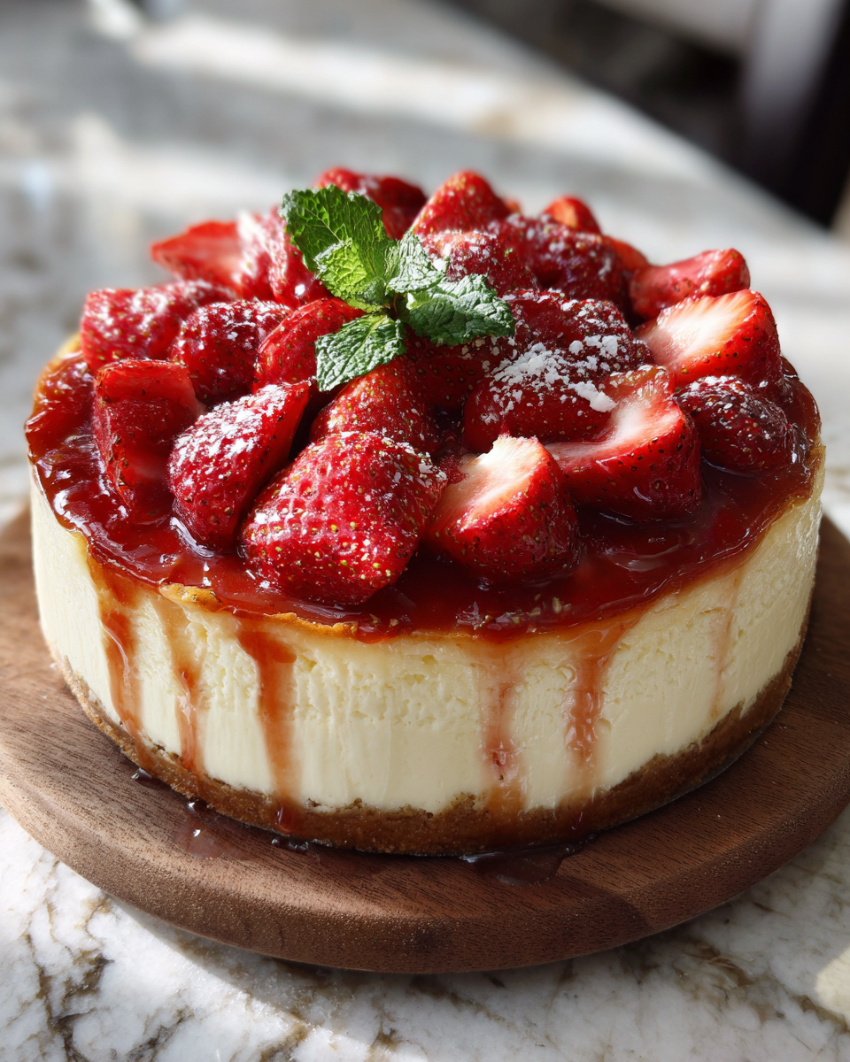 Final dish - Indulge in the Ultimate Strawberry Shortcake Cheesecake Delight