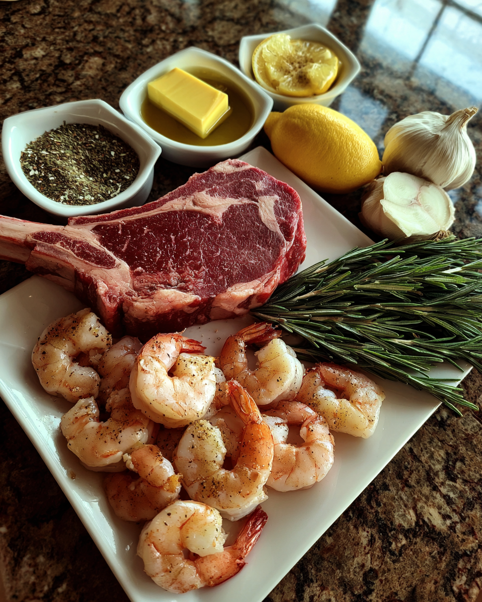 Epic Surf & Turf Feast: Indulge in Bone-In Tomahawk Steak Perfection 4 Ingredients for Epic Surf & Turf Feast: Indulge in Bone-In Tomahawk Steak Perfection