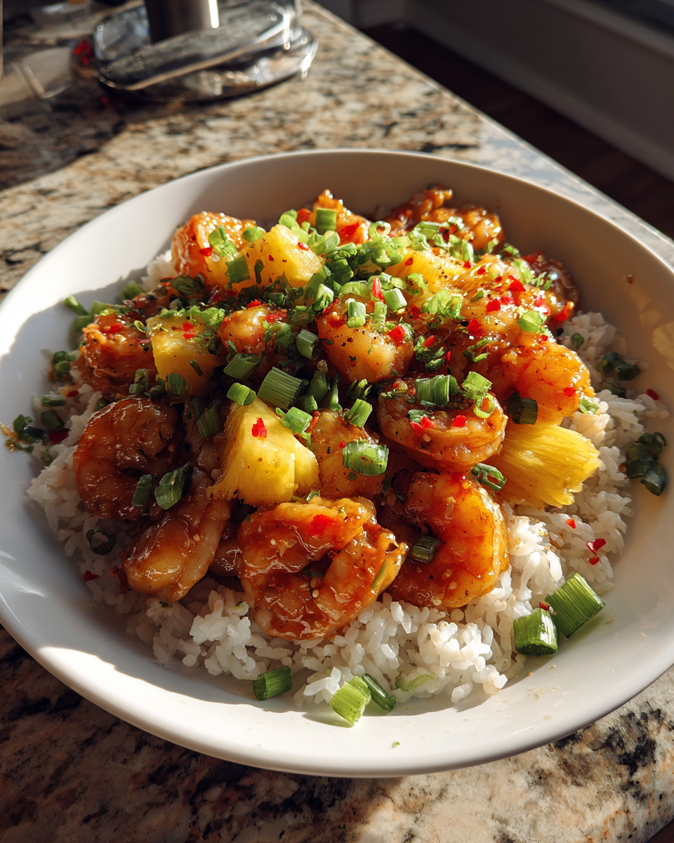 Final dish - Zesty Delight: Sweet Chili Pineapple Shrimp Sensation