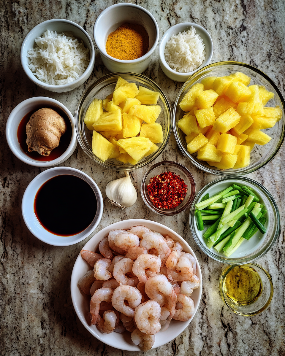 Ingredients for Zesty Delight: Sweet Chili Pineapple Shrimp Sensation