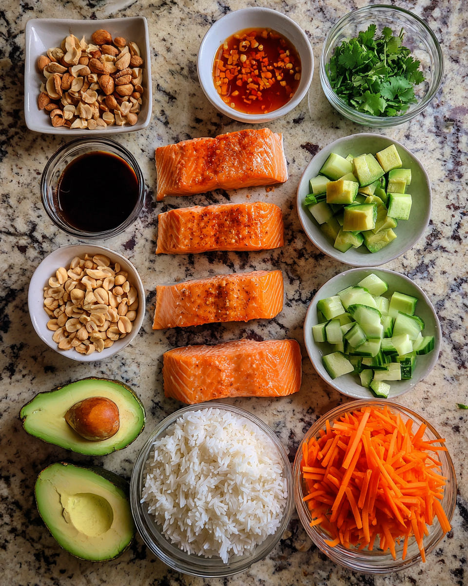 Ingredients for Spice Up Your Dinner with a Sweet Chili Salmon Bowl Delight
