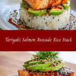Savor the Layers: Teriyaki Salmon Avocado Rice Stack Delight