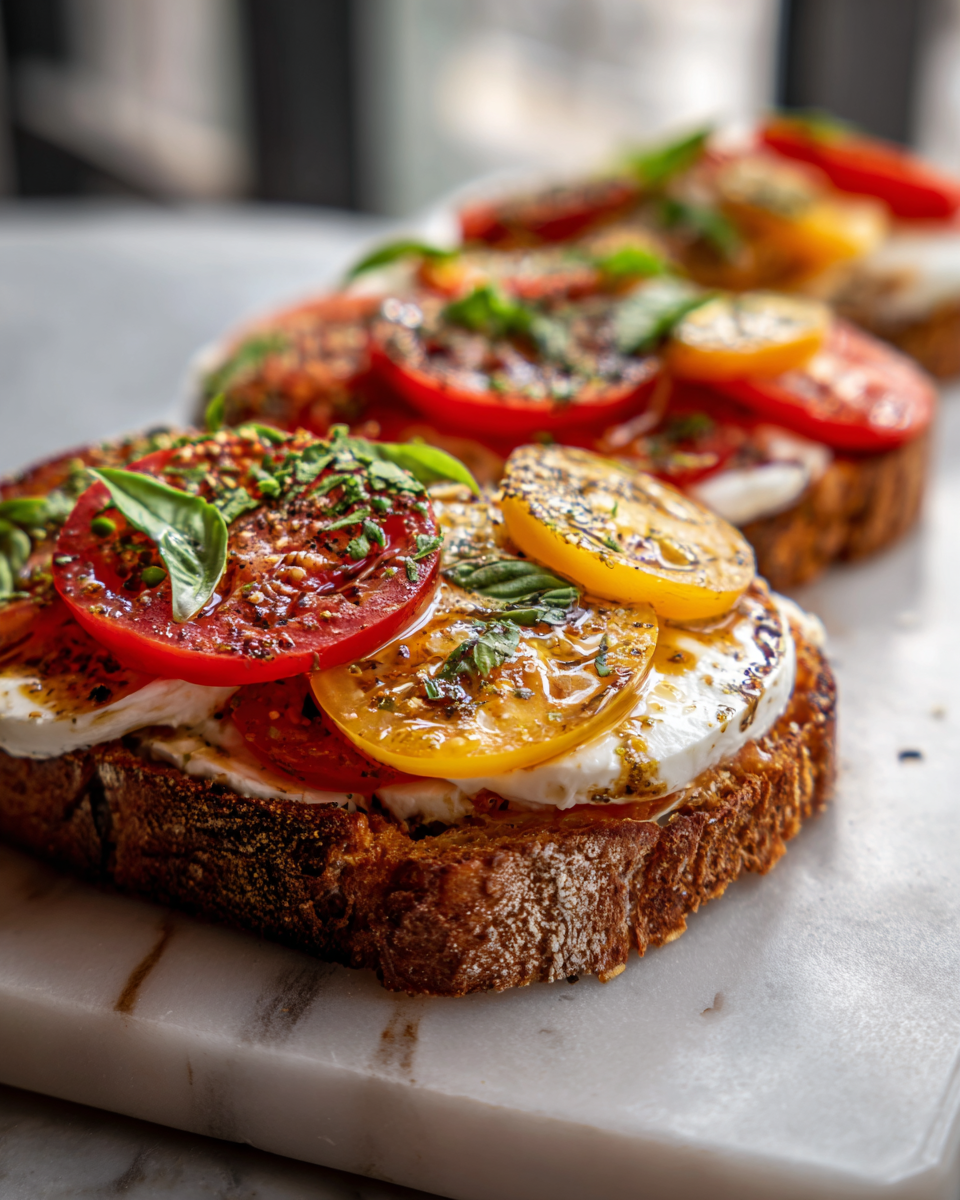 Ultimate Tomato Basil Mozzarella Toast Delight 6 Final dish - Ultimate Tomato Basil Mozzarella Toast Delight