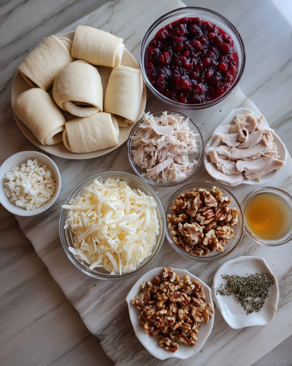 Ingredients for Gobble Up This Irresistible Turkey and Cranberry Crescent Ring