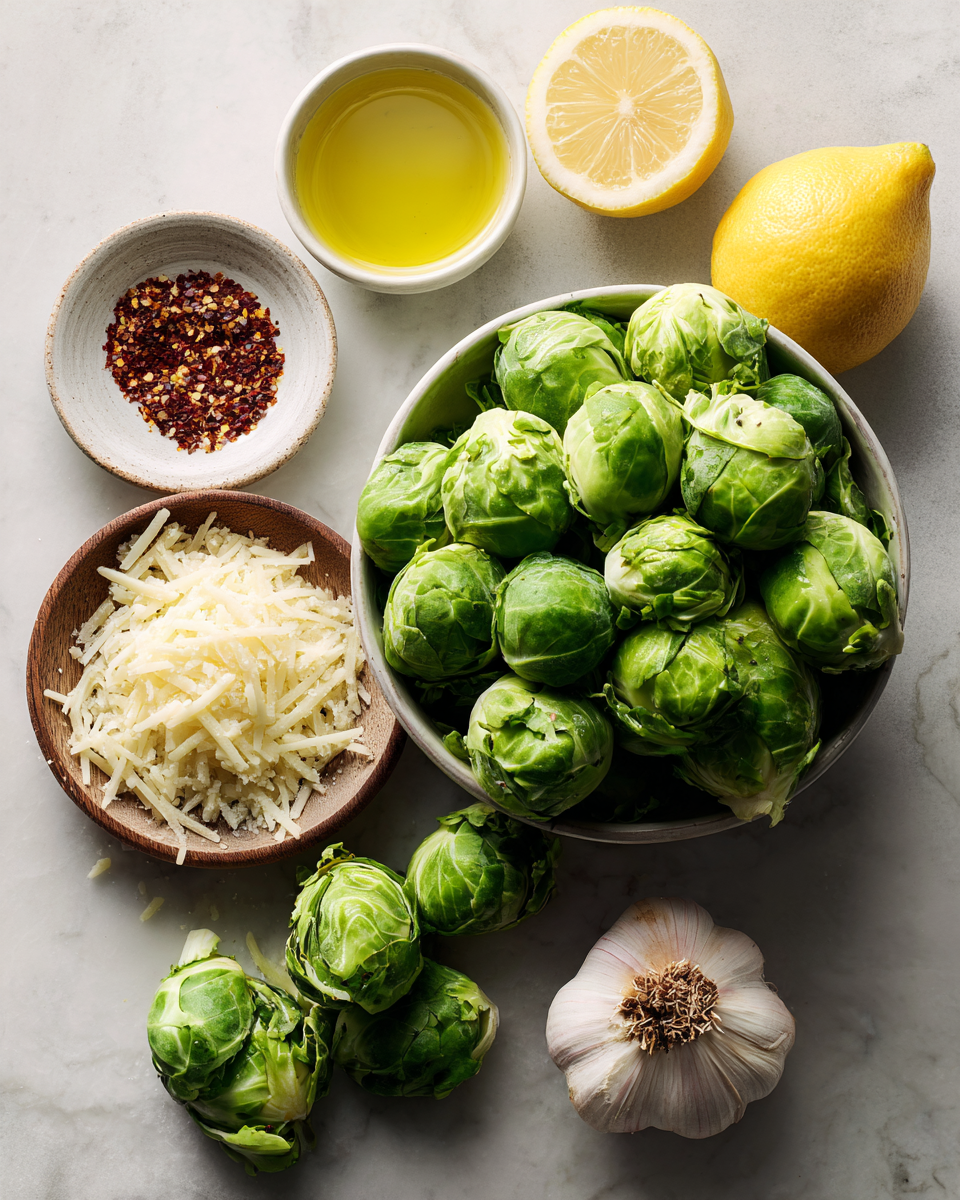 Ingredients for Crispy Air Fryer Garlic Parmesan Brussels Sprouts You Need to Try