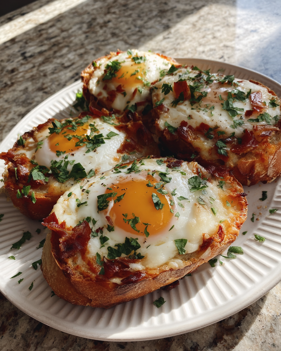 Final dish - Irresistible Baked Eggs in French Bread Recipe for a Cozy Breakfast