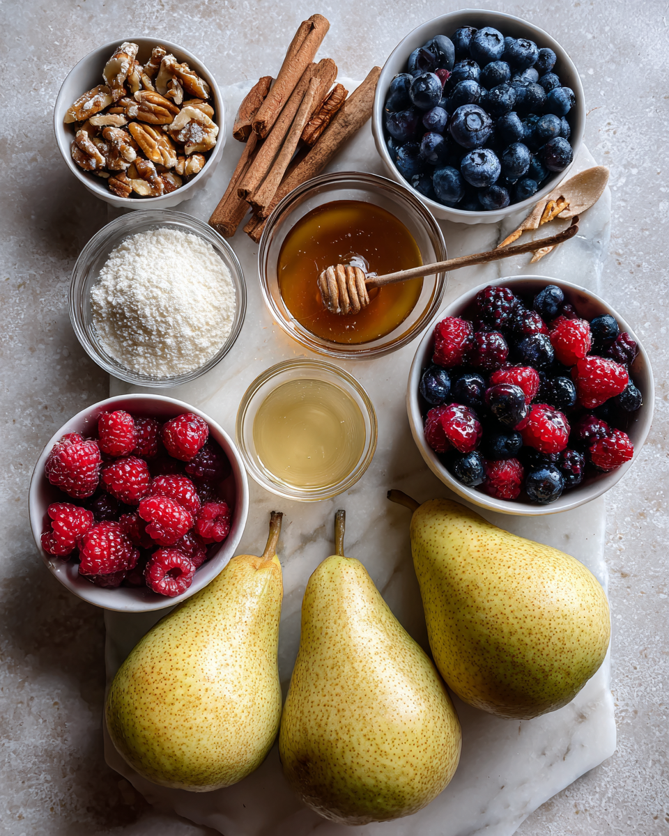 Sweet Harmony Baked Pears with Berries Delight 4 Ingredients for Sweet Harmony Baked Pears with Berries Delight