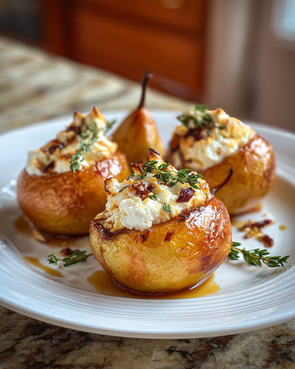 Final dish - Irresistible Baked Pears with Goat Cheese Recipe for a Gourmet Treat
