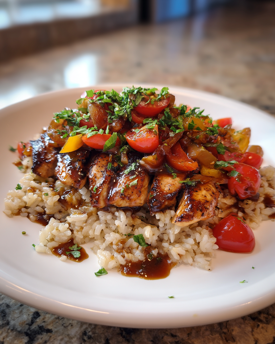 Final dish - Savory Balsamic Chicken and Rice Recipe You Need to Try Tonight