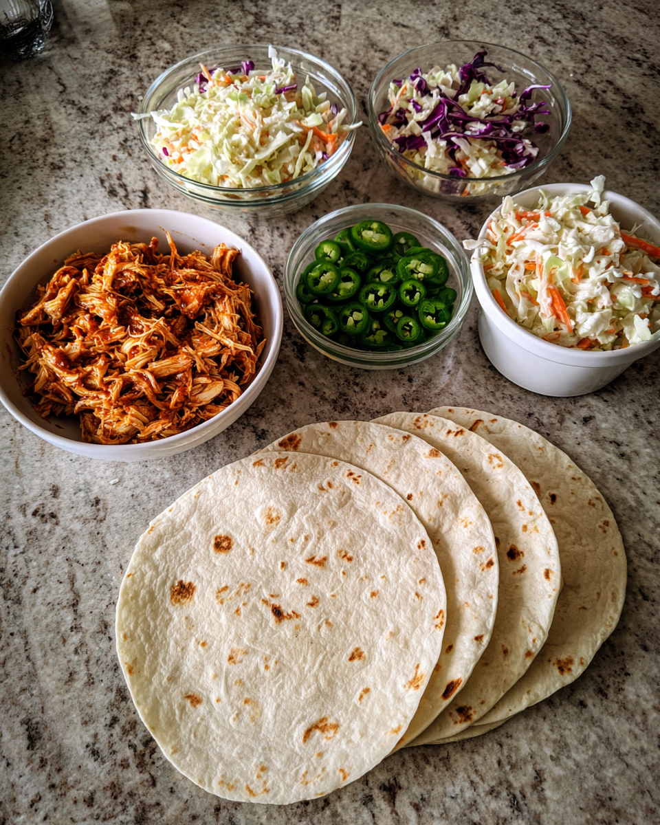 Ingredients for Sizzling Summer Delight: BBQ Chicken Coleslaw Wraps That Wow
