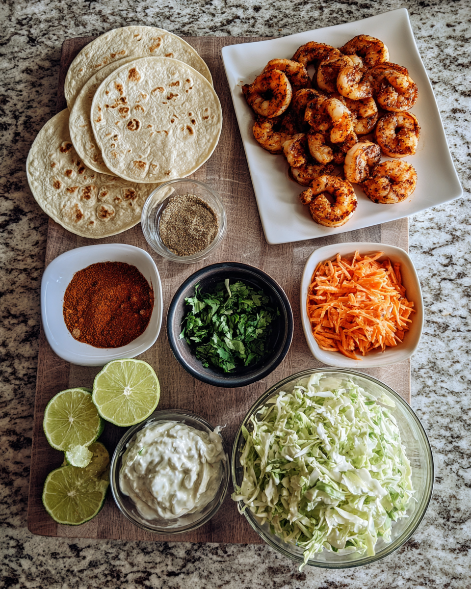 Ingredients for Spice Up Dinner with Blackened Shrimp Tacos and Crunchy Slaw