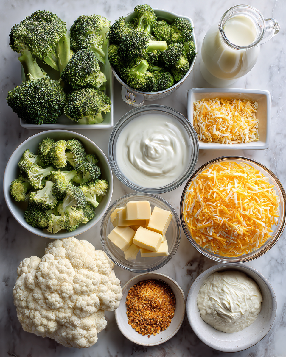 Ingredients for The Ultimate Comfort Food Broccoli and Cheese Casserole Recipe