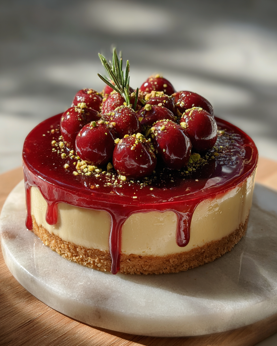 Final dish - Irresistible Cherry Pistachio Cheesecake Recipe You Need to Try