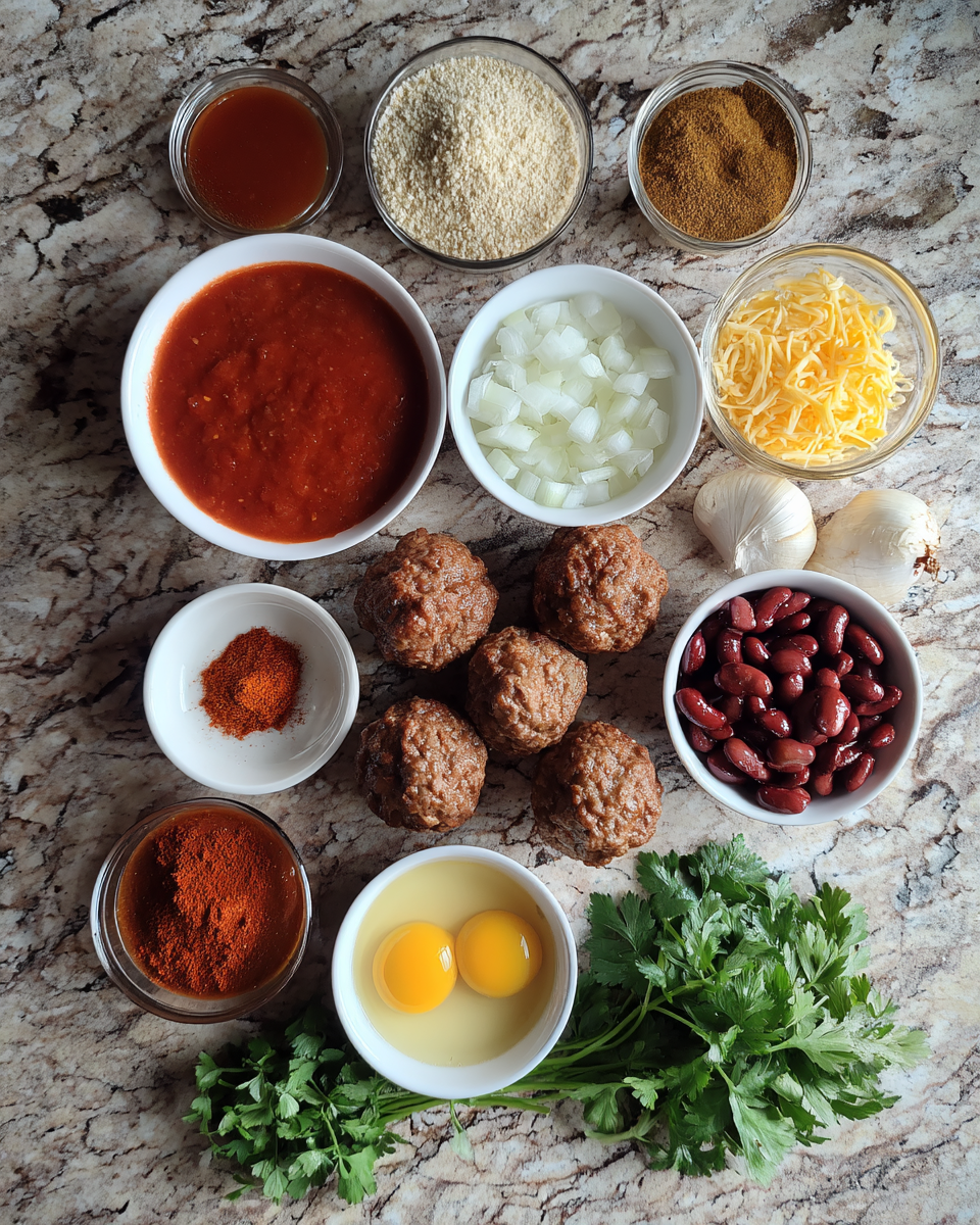 Ingredients for Ultimate Chili Meatballs Crockpot Recipe for Easy Weeknight Dinners