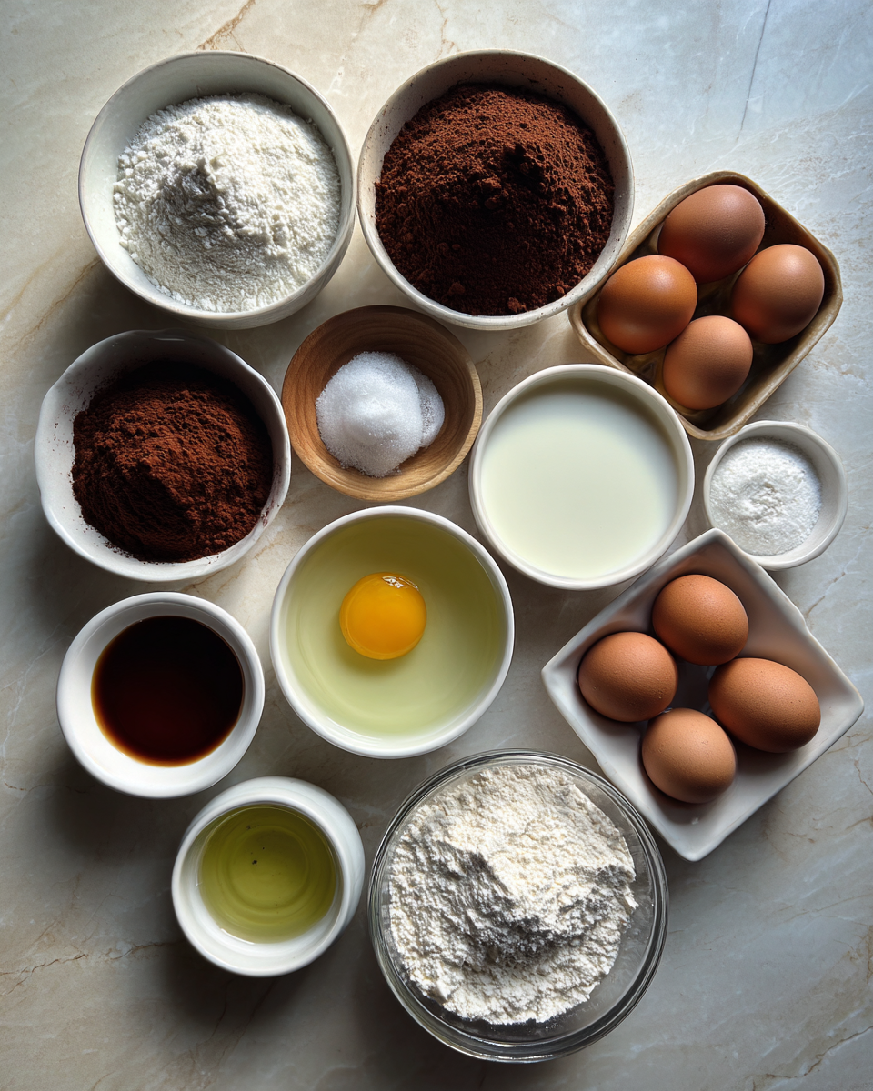 Ingredients for Decadent Chocolate Cake Dreams Come True