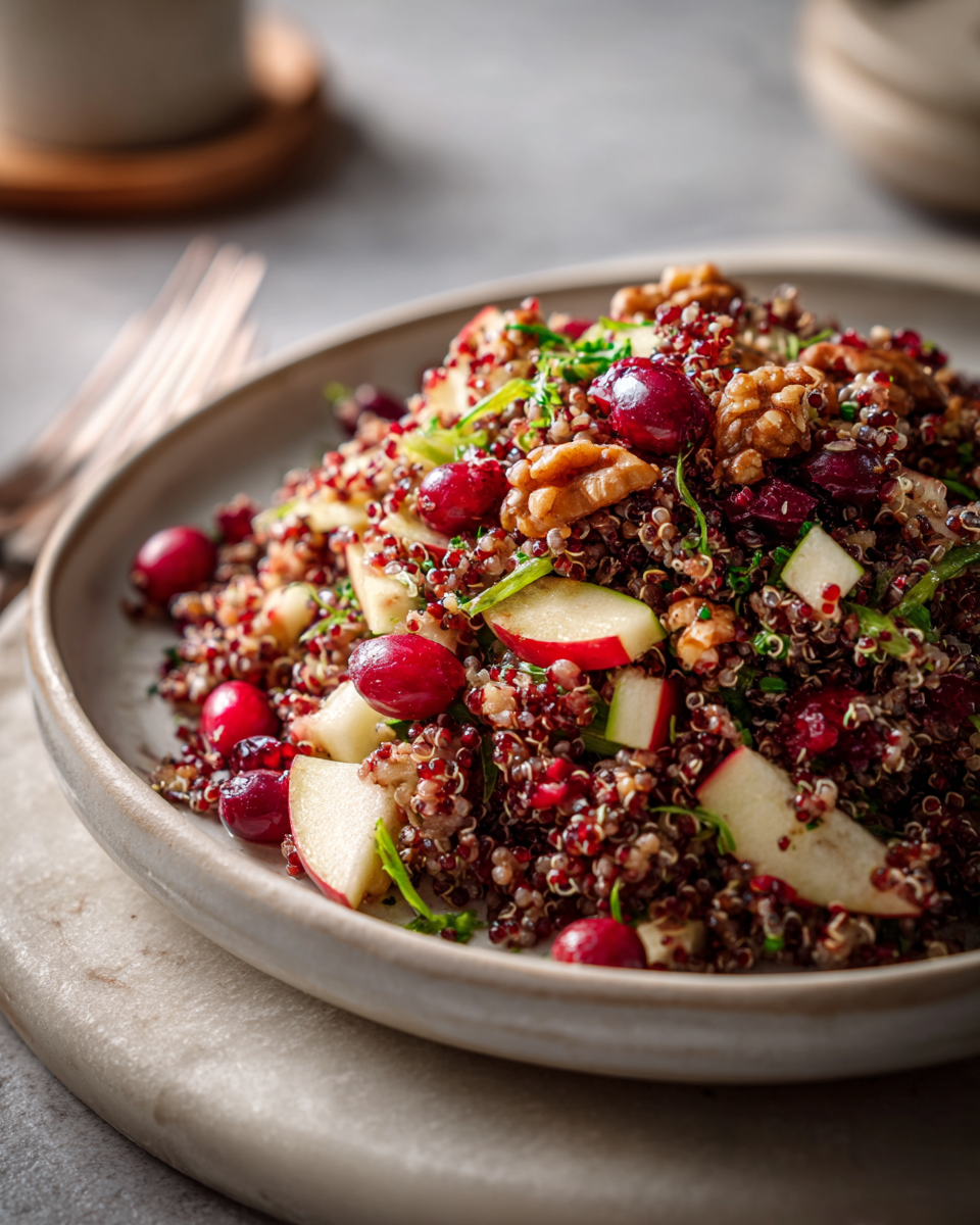 Final dish - Bright and Fresh Cranberry Apple Quinoa Salad to Boost Your Healthy Eating