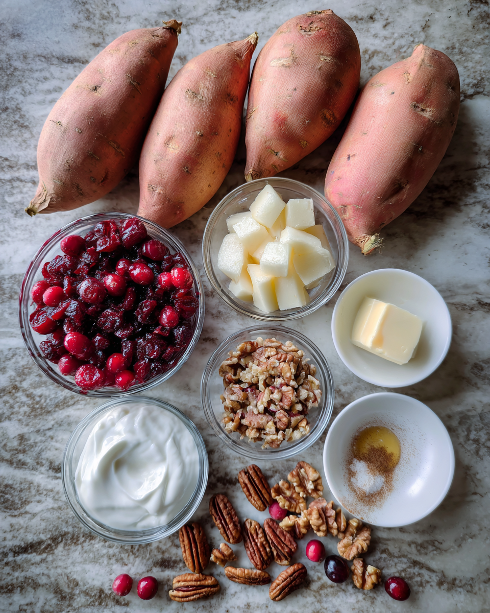 Ingredients for Cranberry Apple Twice-Baked Sweet Potatoes A Delicious Fall Twist