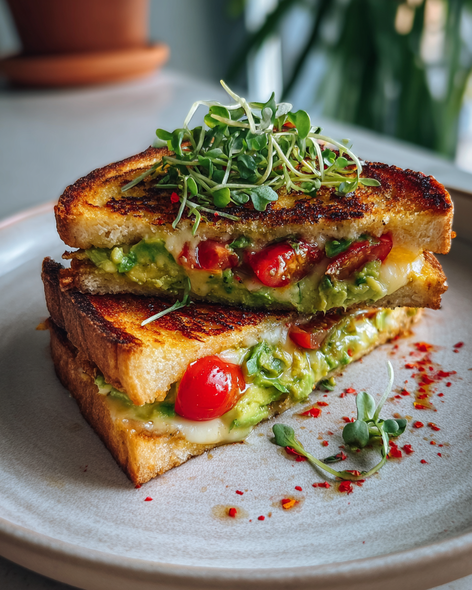 Final dish - Irresistibly Delicious: Indulge in a Creamy Avocado Grilled Cheese Bliss