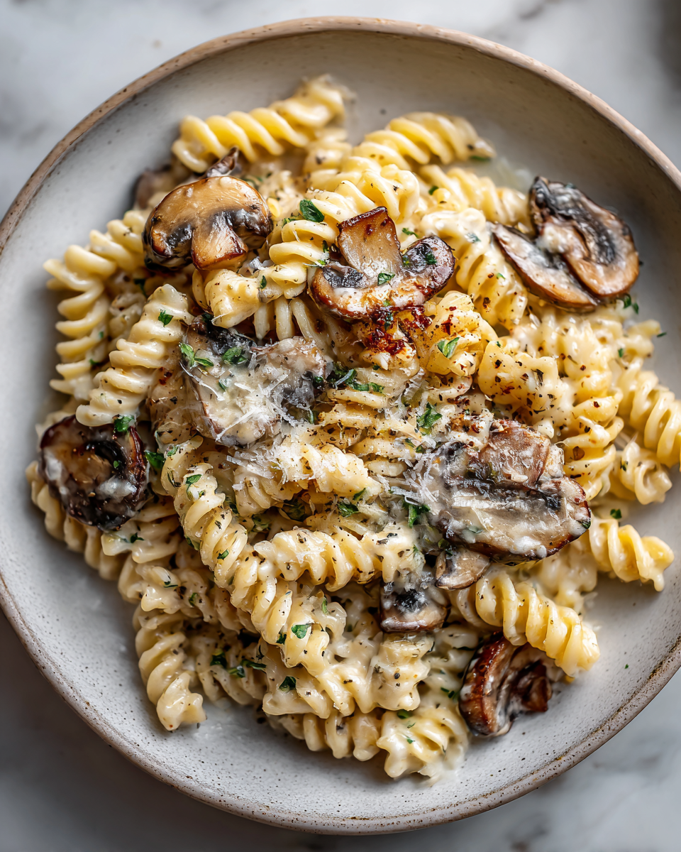 Final dish - Indulge in the Ultimate Creamy Mushroom Gruyere Pasta Delight