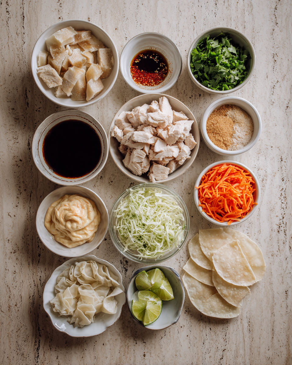 Ingredients for Crispy Chicken Wonton Tacos The Ultimate Flavor Fusion