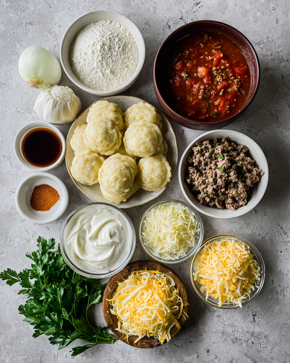 Ingredients for Ultimate Comfort Food Crockpot Pierogi Casserole Recipe