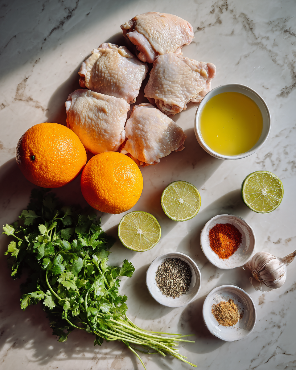 Ingredients for Irresistible Cuban Mojo Chicken Thighs Bursting with Flavor