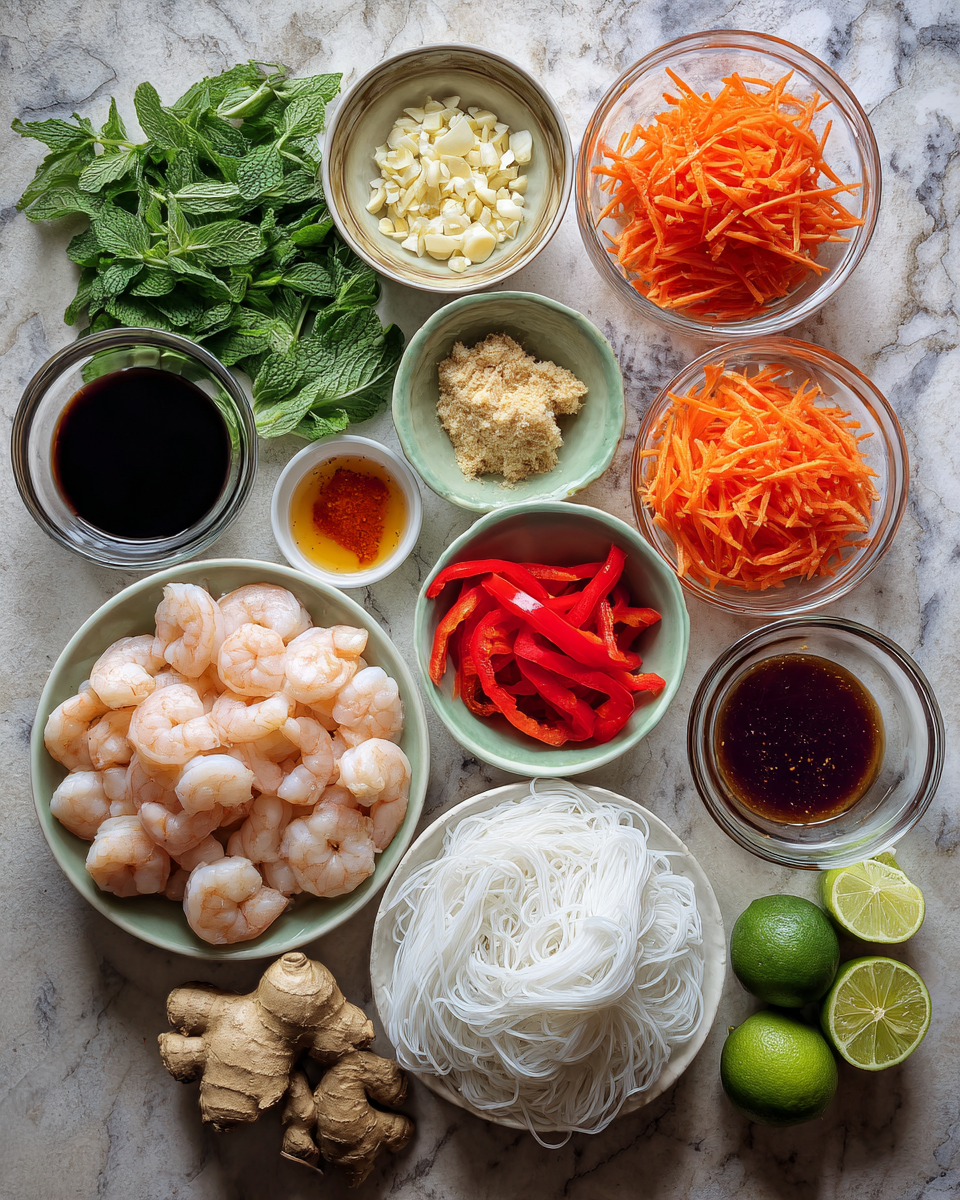 Ingredients for Flavor-Packed Thai Shrimp Wrapped in Crispy Goodness