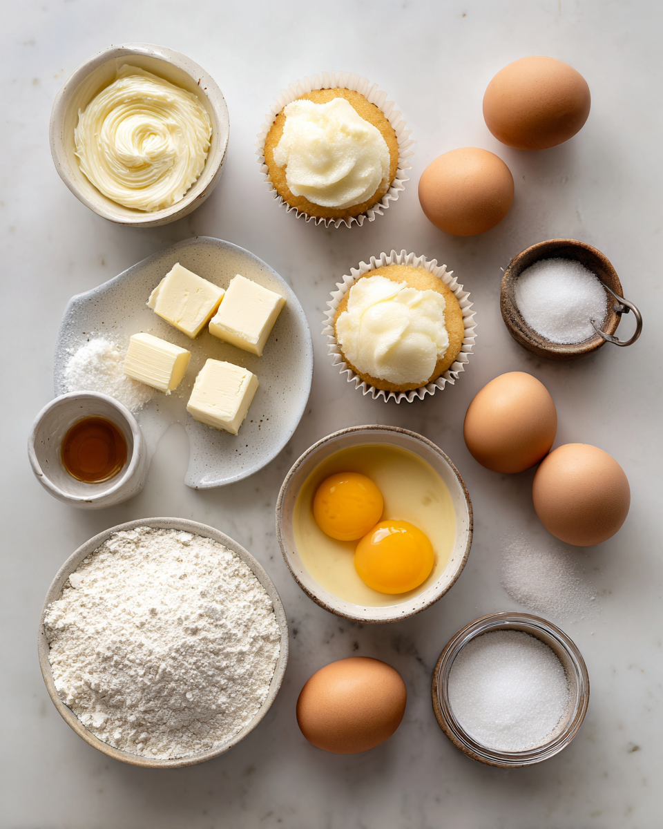 Ingredients for Fluffy Japanese Cotton Cheesecake Cupcakes That Melt in Your Mouth