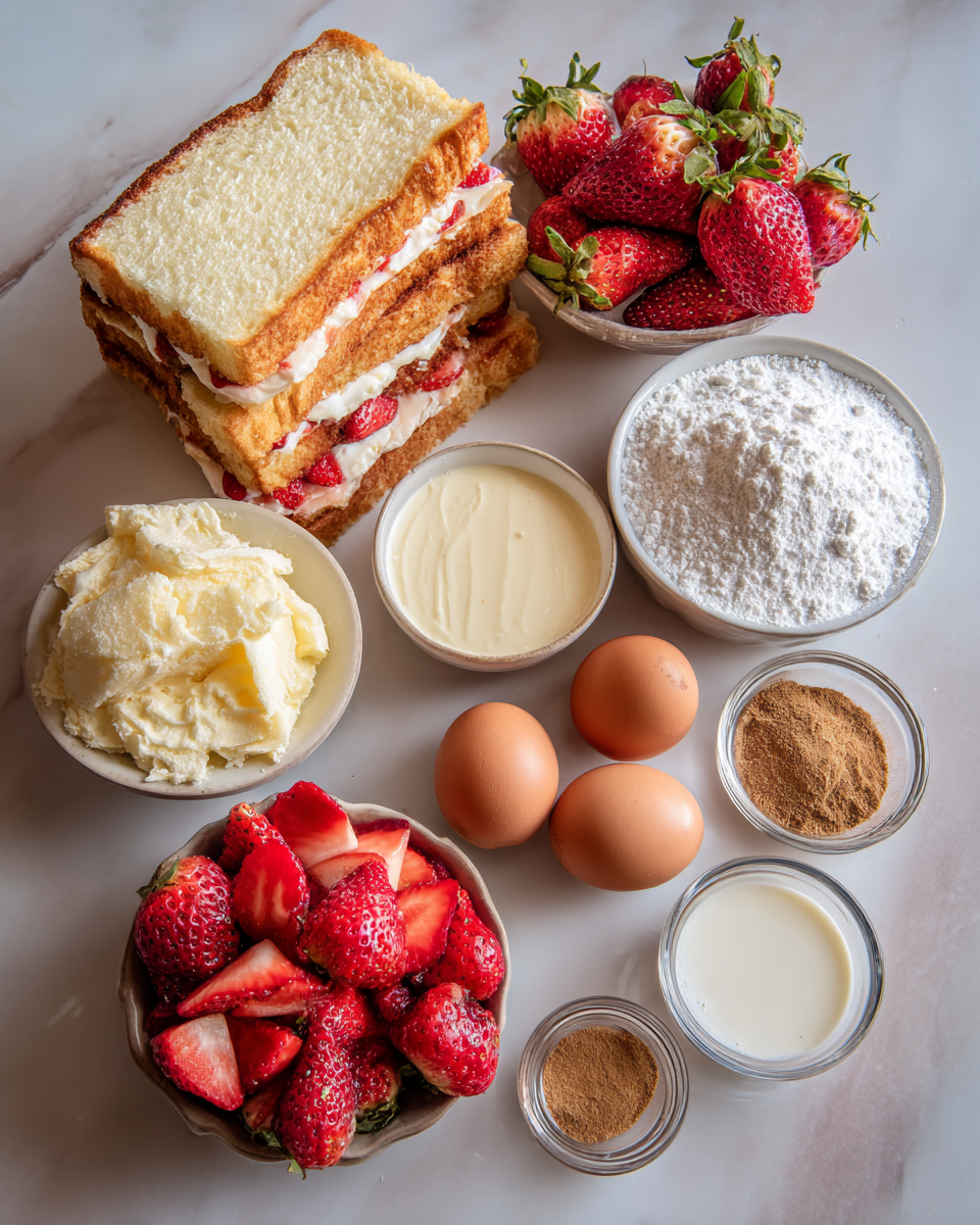 Ingredients for Irresistible Fried Strawberry Cheesecake Sandwiches You Need to Try