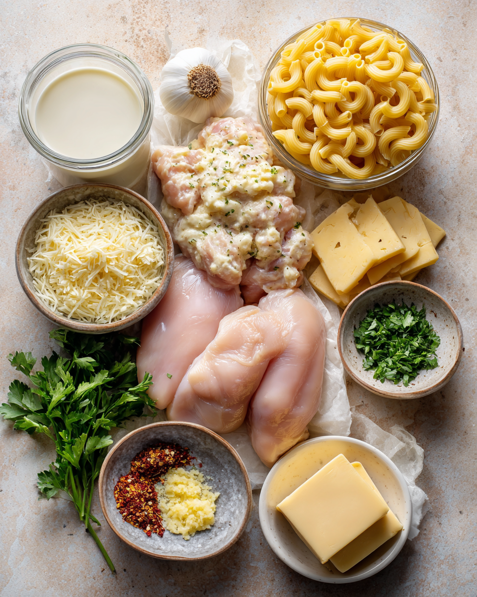 Ingredients for Creamy Garlic Parmesan Chicken Pasta Recipe You Need to Try