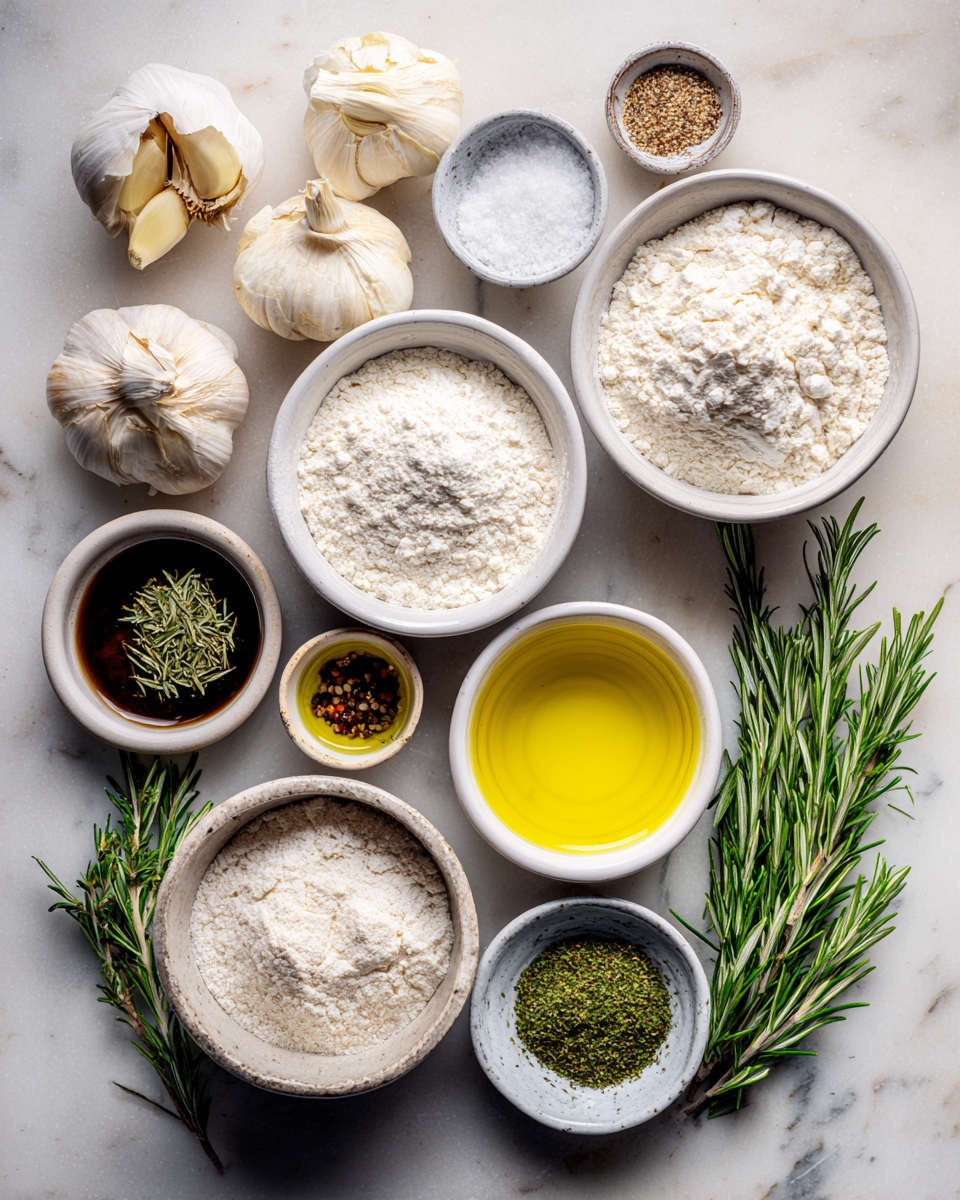 Ingredients for Irresistible Garlic Rosemary Focaccia Muffins You Need to Try