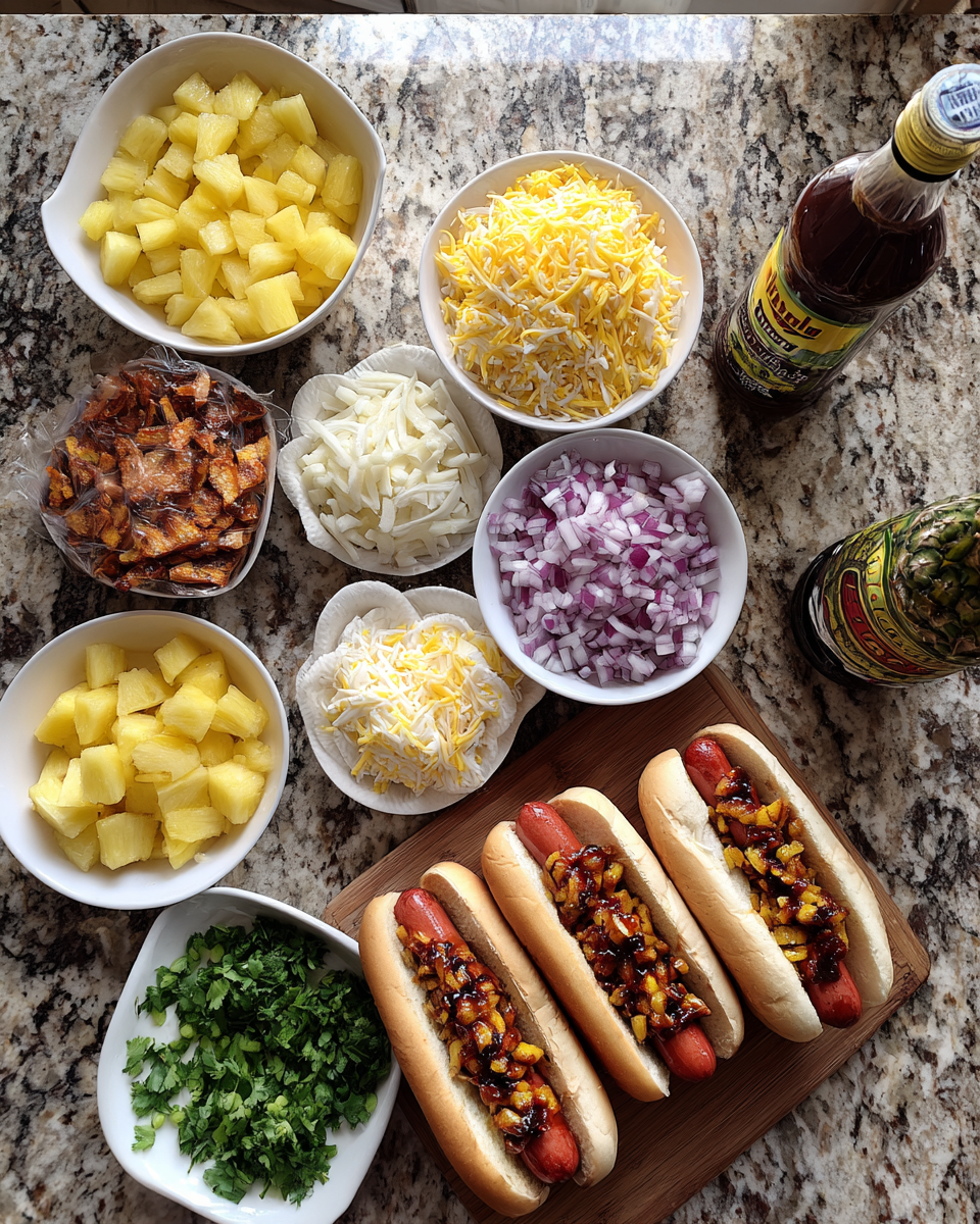 Ingredients for Tropical Twist Delight Hawaiian Hot Dog Recipe