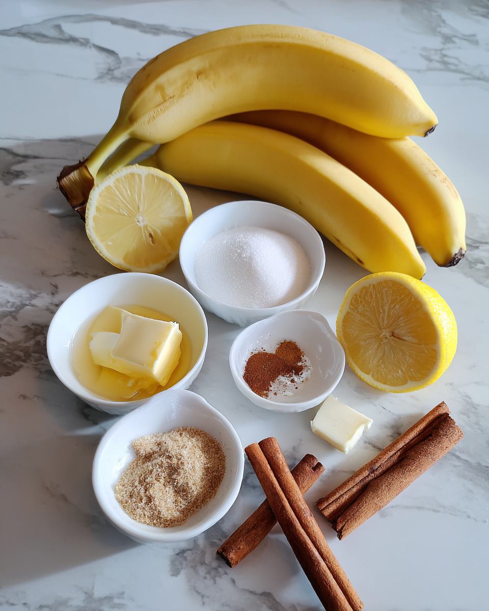 Ingredients for Irresistible Pan Fried Cinnamon Bananas Recipe Download for Sweet Treat Lovers