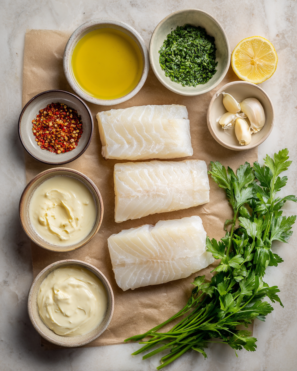 Ingredients for Pan-Seared Cod with Garlic Cream Sauce That Will Elevate Your Dinner Game