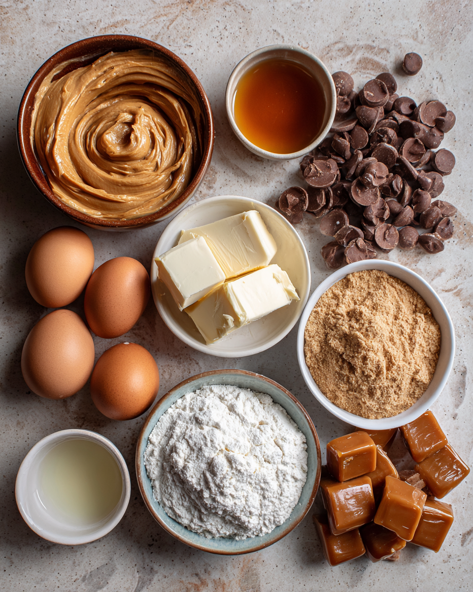 Ingredients for Irresistible Peanut Butter Chocolate Caramel Cookies You Have to Try